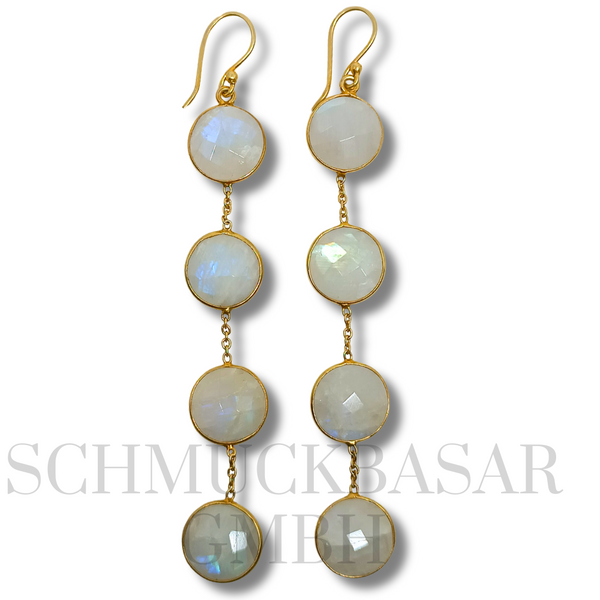 GOLD PLATED R.MOONSTONE STONE EARRINGS