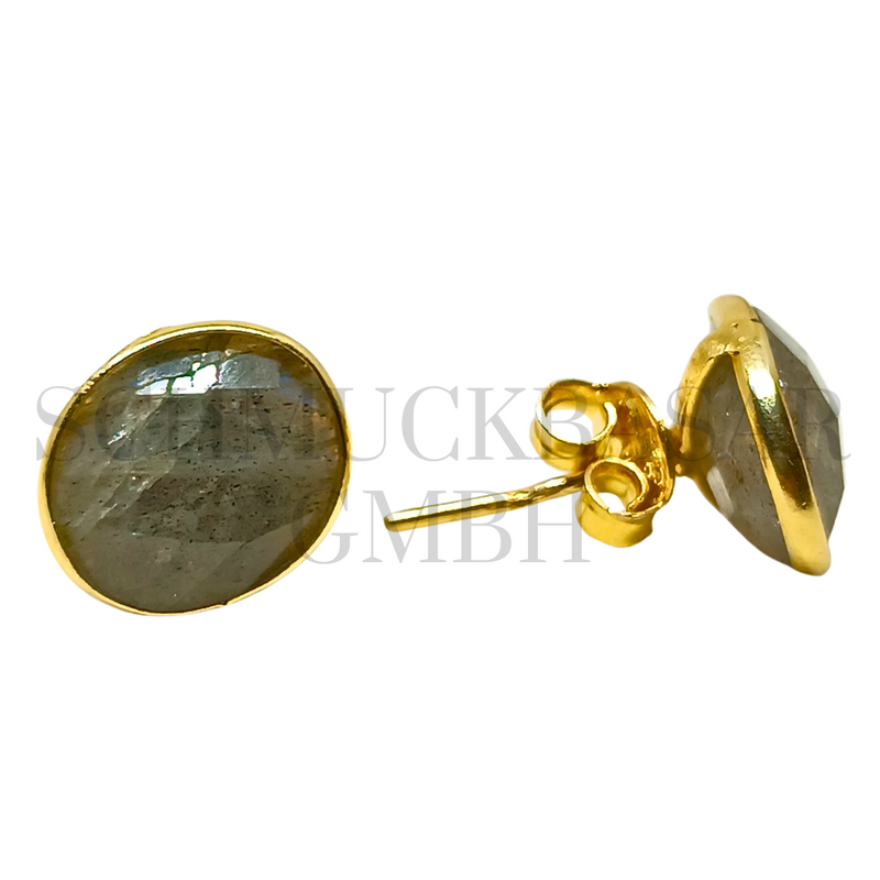 GOLD PLATED LABRADORITE STONE EARRINGS