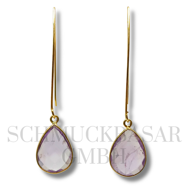 GOLD PLATED AMETHYST STONE EARRINGS