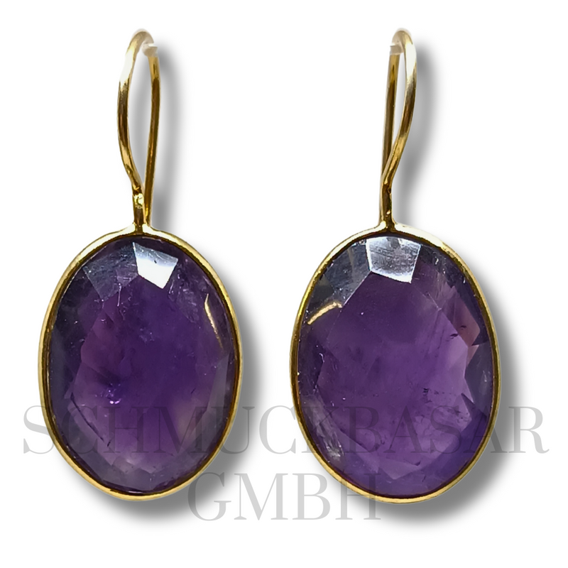 GOLD PLATED AMETHYST STONE EARRINGS