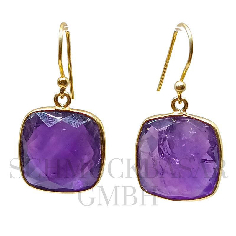 GOLD PLATED AMETHYST STONE EARRINGS