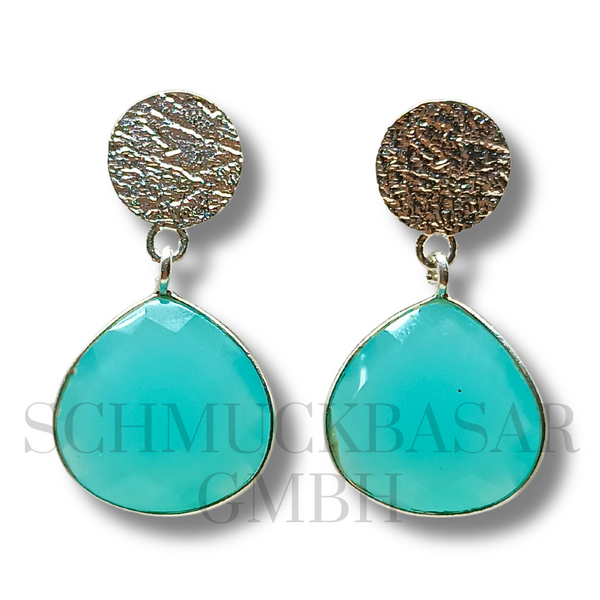 SILVER AMAZONITE STONE EARRINGS