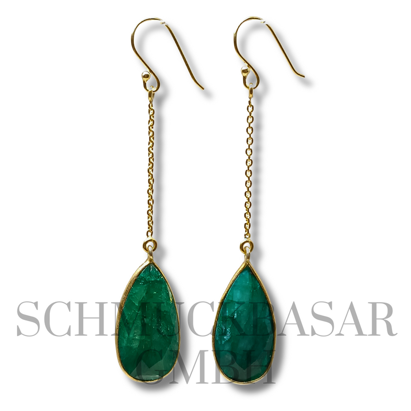 GOLD PLATED EMERALD STONE EARRINGS