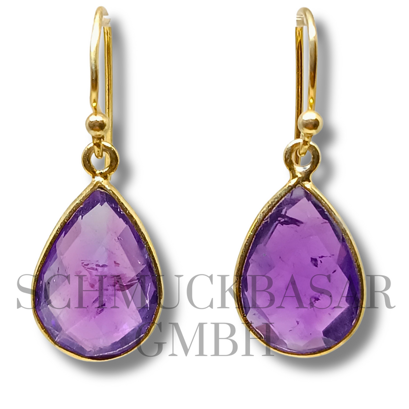 GOLD PLATED AMETHYST STONE EARRINGS