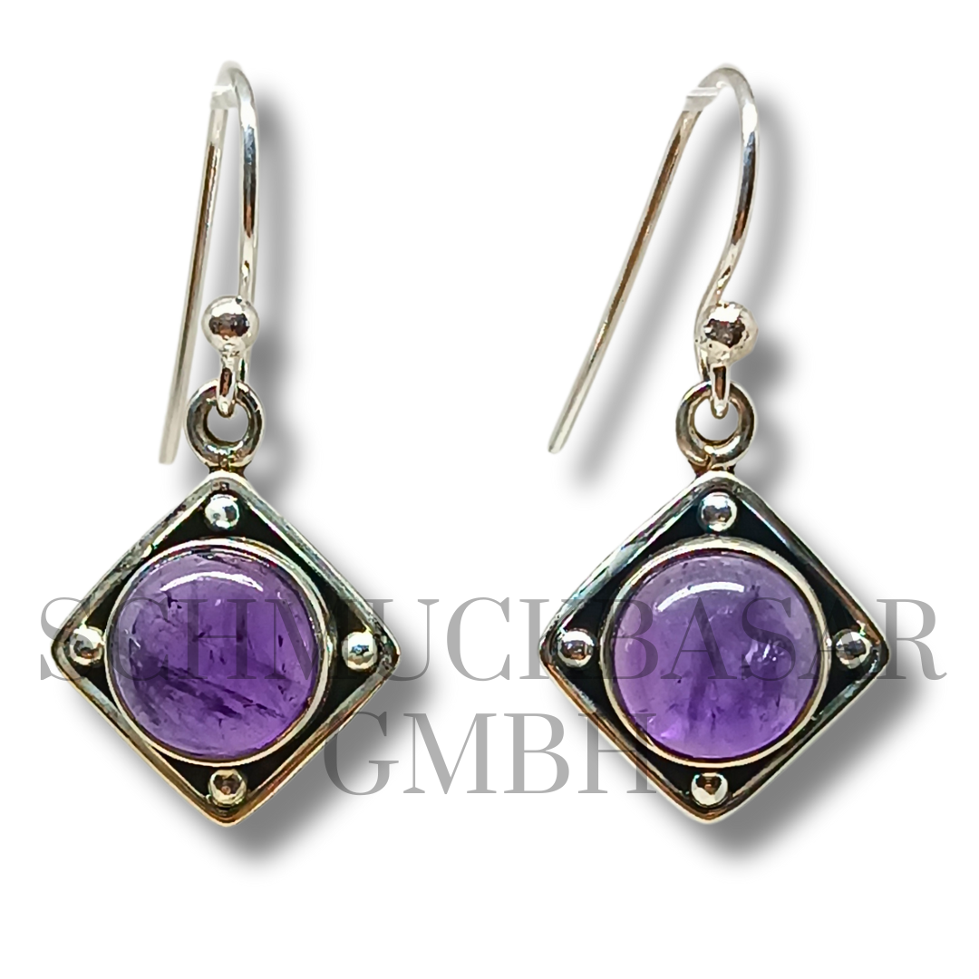 SILVER AMETHYST STONE EARRINGS