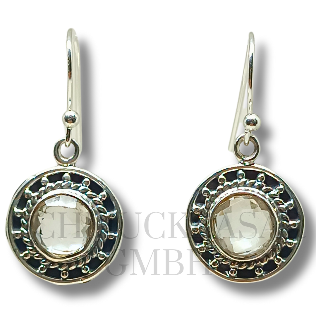 SILVER CRYSTAL STONE EARRINGS