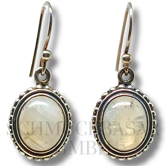 SILVER R.MOONSTONE STONE EARRINGS