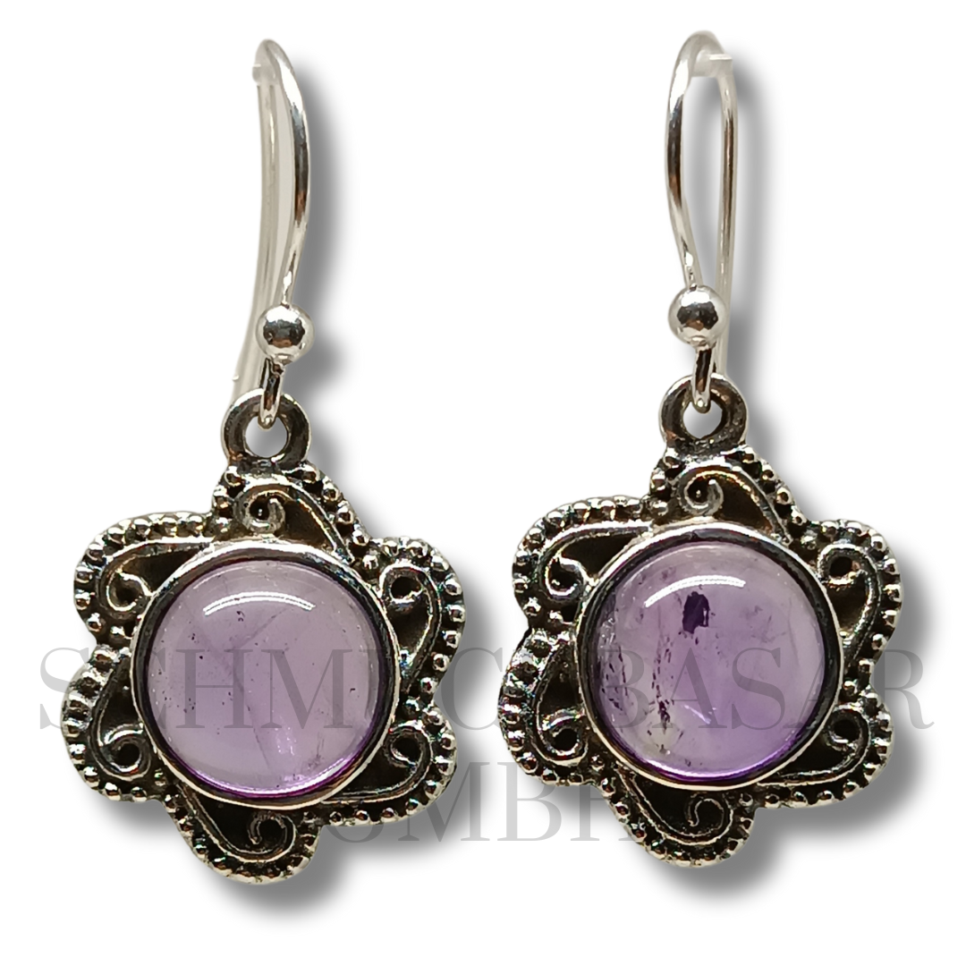 SILVER AMETHYST STONE EARRINGS