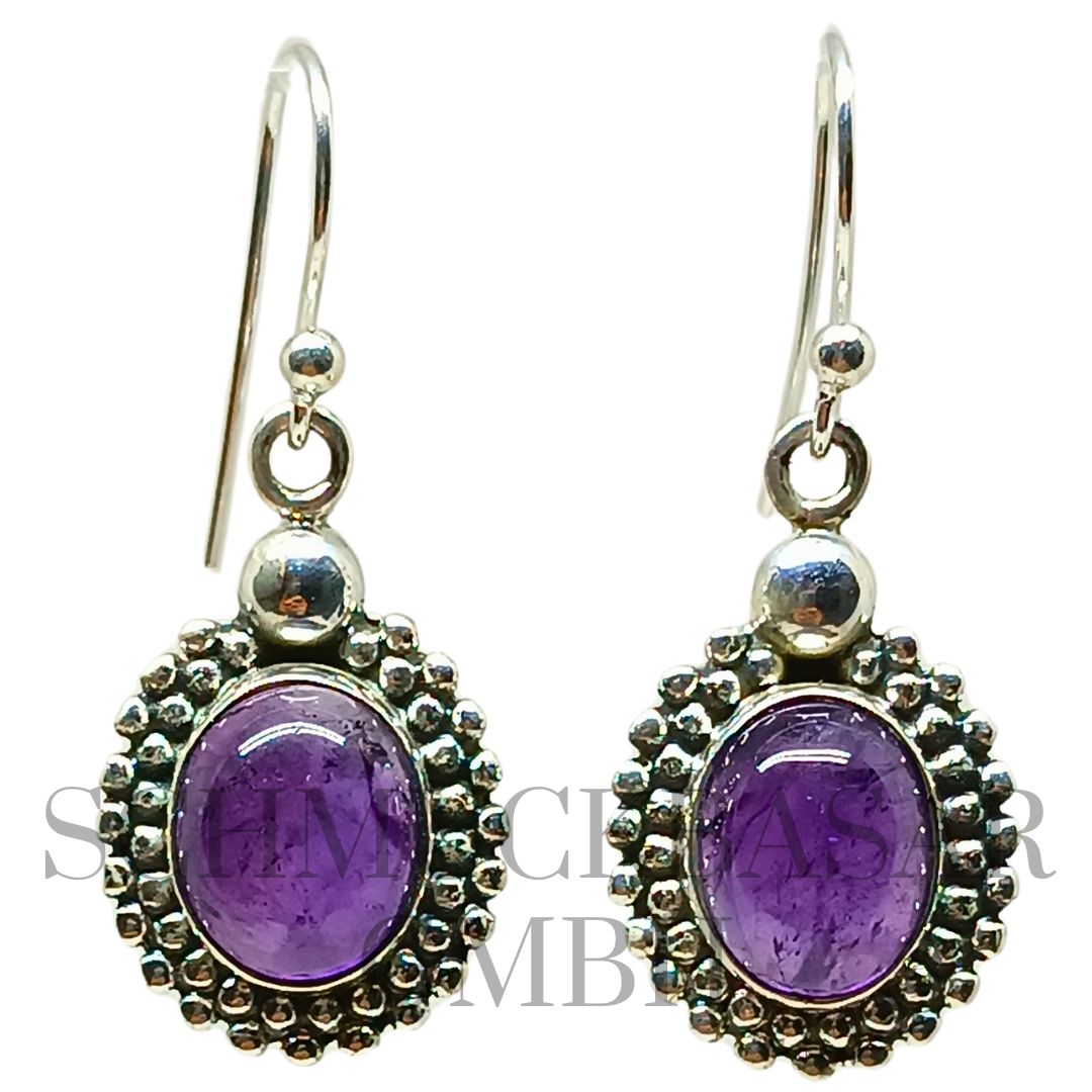 SILVER AMETHYST STONE EARRINGS