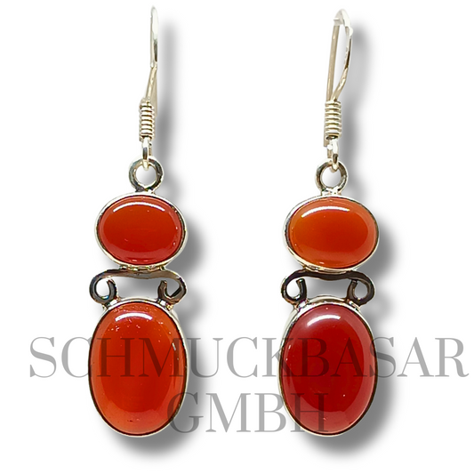 SILVER CARNELIAN STONE EARRINGS