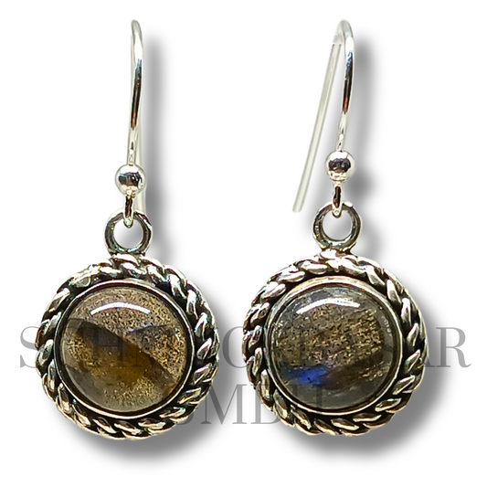 SILVER LABRADORITE STONE EARRINGS