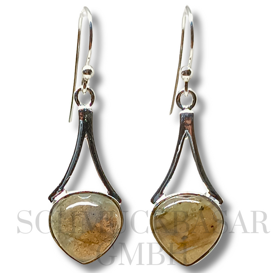 SILVER LABRADORITE STONE EARRINGS