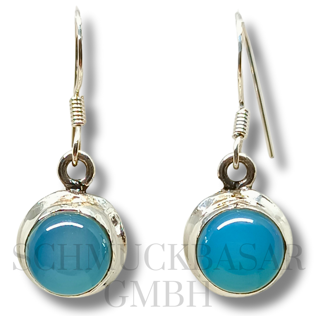 SILVER BLUE CHALCEDONY STONE EARRINGS