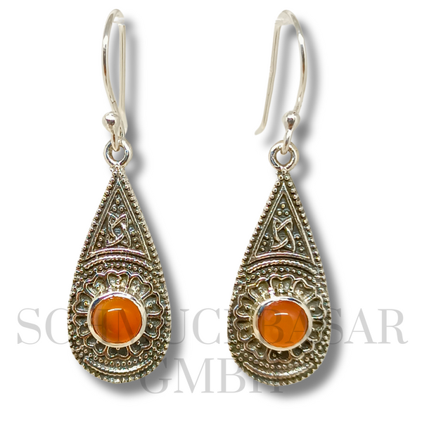 SILVER CARNELIAN STONE EARRINGS