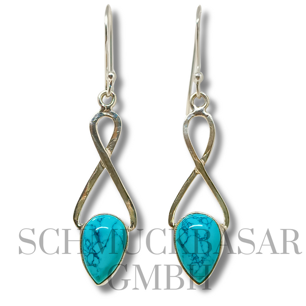 SILVER TURQUOISE STONE EARRINGS