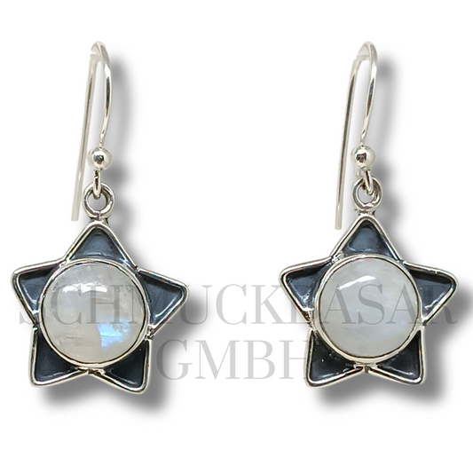 SILVER R.MOONSTONE STONE EARRINGS