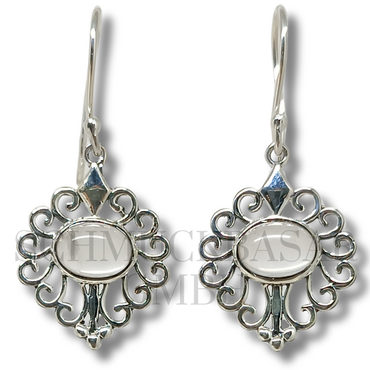 SILVER R.MOONSTONE STONE EARRINGS