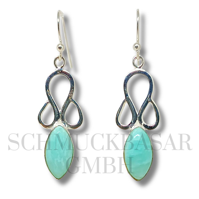 SILVER AMAZONITE STONE EARRINGS