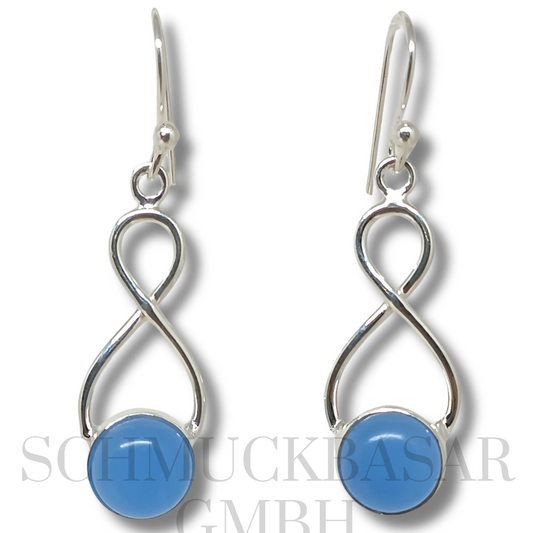 SILVER BLUE CHALCEDONY STONE EARRINGS