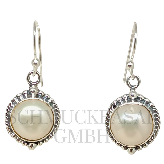 SILVER PEARL STONE EARRINGS