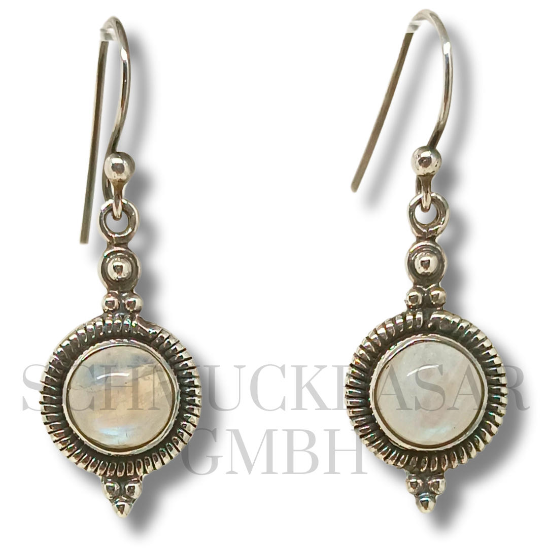 SILVER R.MOONSTONE STONE EARRINGS