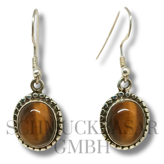 SILVER TIGER EYE STONE EARRINGS