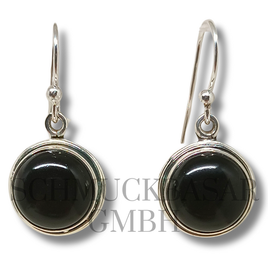 SILVER BLACK ONYX STONE EARRINGS