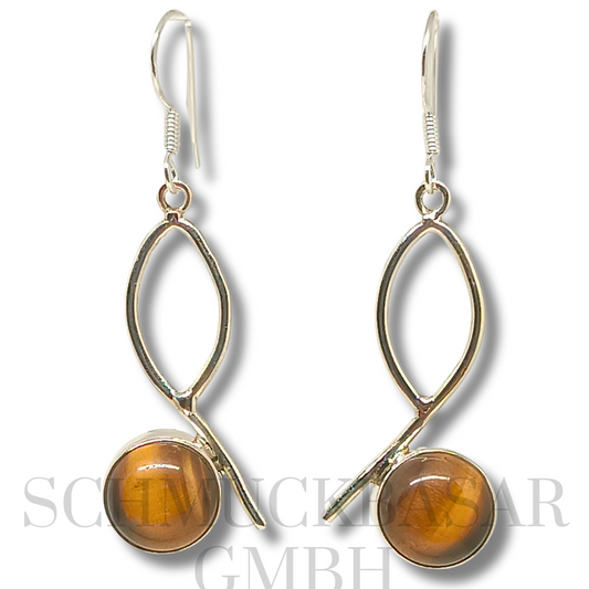 SILVER TIGER EYE STONE EARRINGS