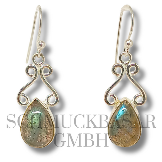 SILVER LABRADORITE STONE EARRINGS