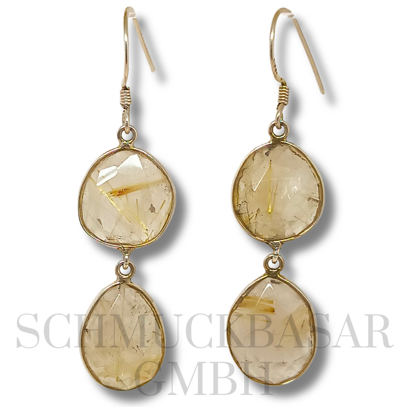 SILVER ROTILE STONE EARRINGS