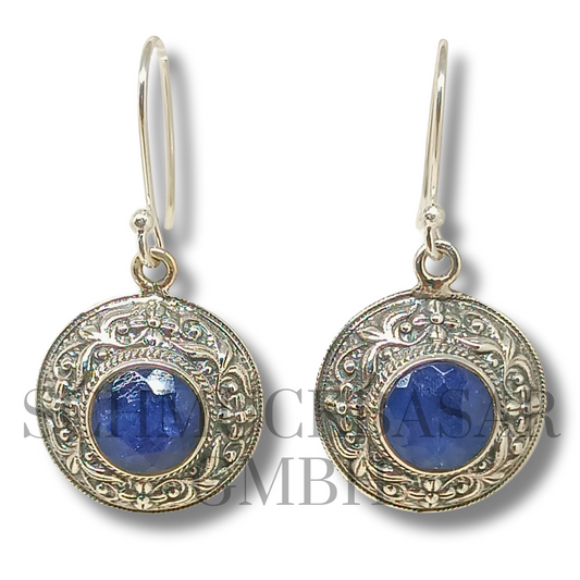 SILVER LAPIS LAZULI STONE EARRINGS