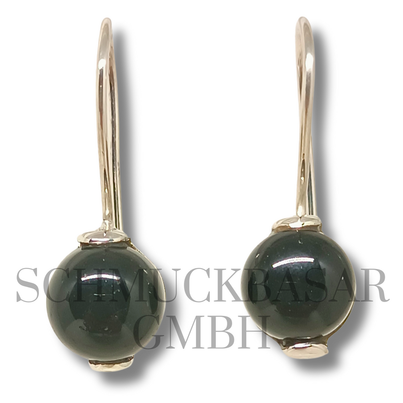 SILVER BLACK ONYX STONE EARRINGS