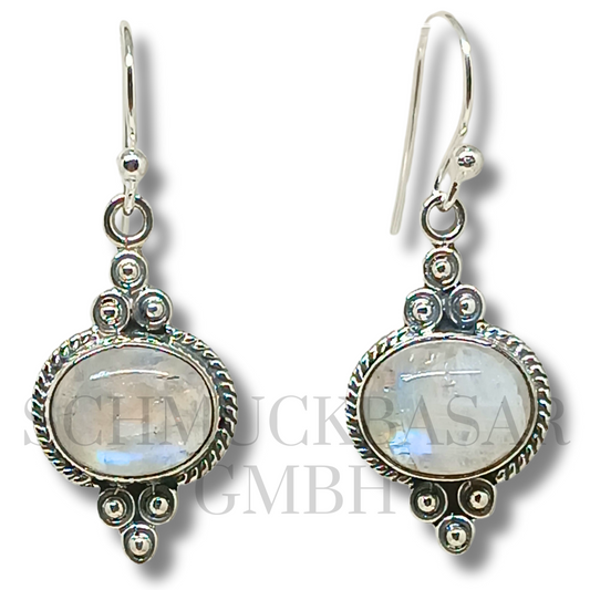 SILVER R.MOONSTONE STONE EARRINGS