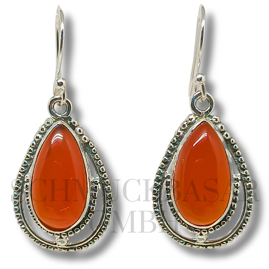 SILVER CARNELIAN STONE EARRINGS