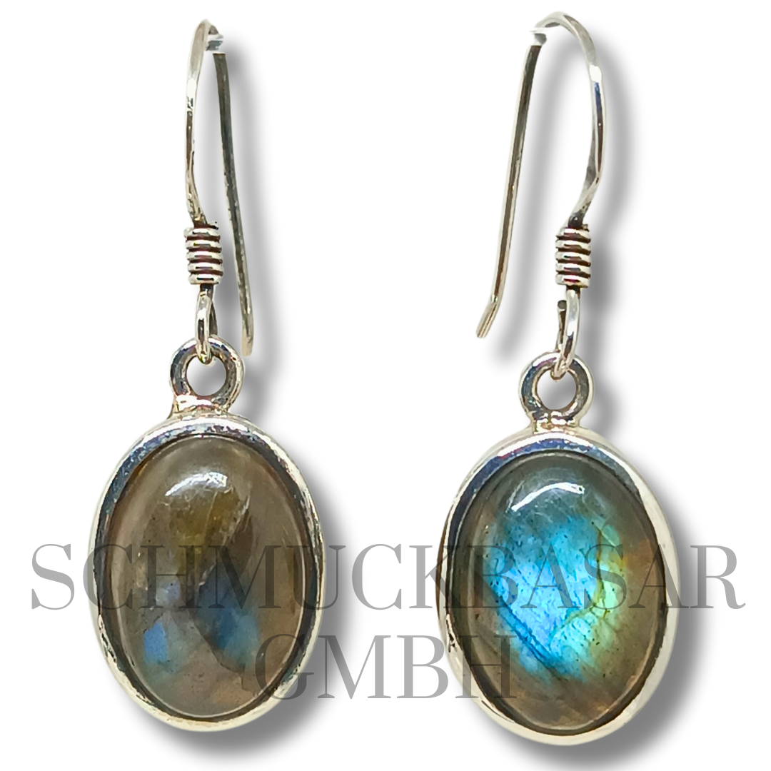 SILVER LABRADORITE STONE EARRINGS