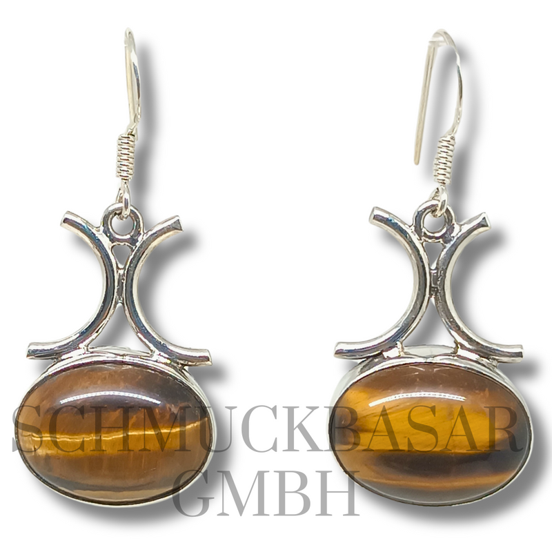 SILVER TIGER EYE STONE EARRINGS