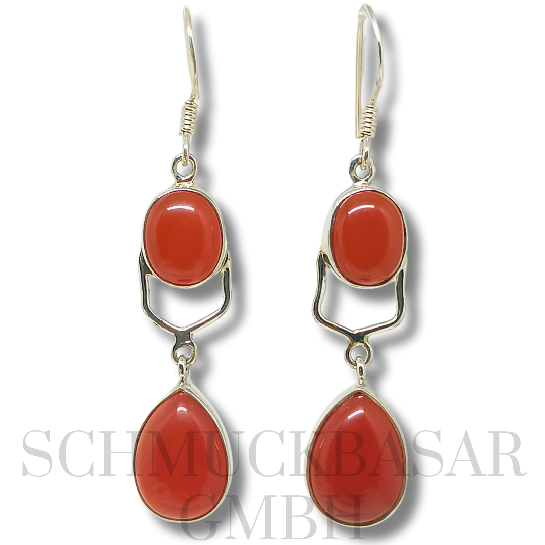 SILVER CARNELIAN STONE EARRINGS