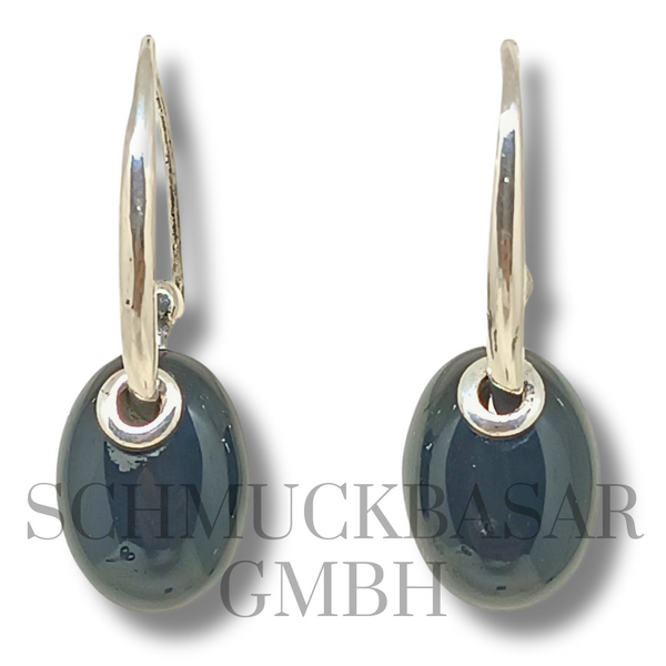 SILVER BLACK ONYX STONE EARRINGS