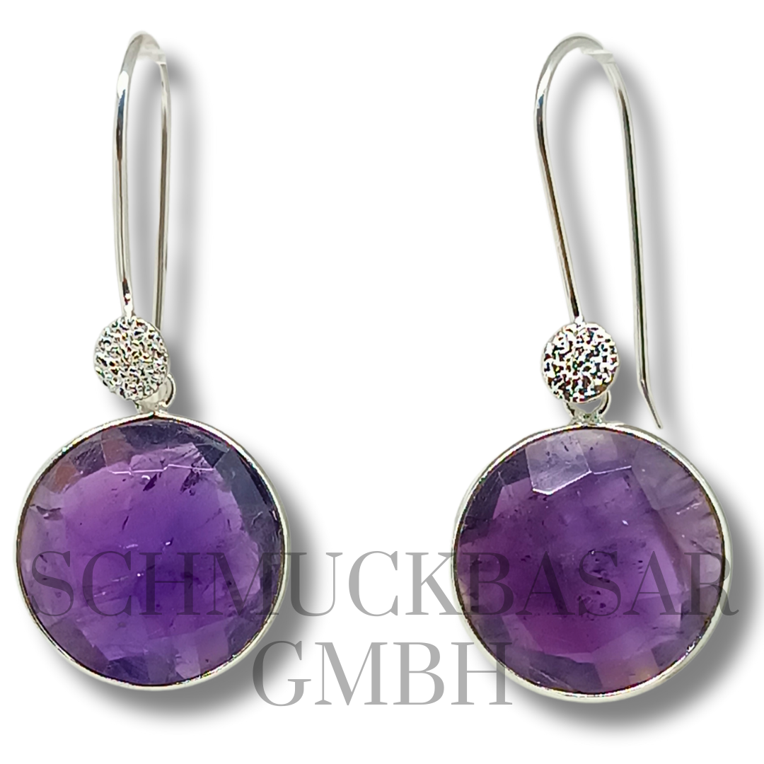 SILVER AMETHYST STONE EARRINGS