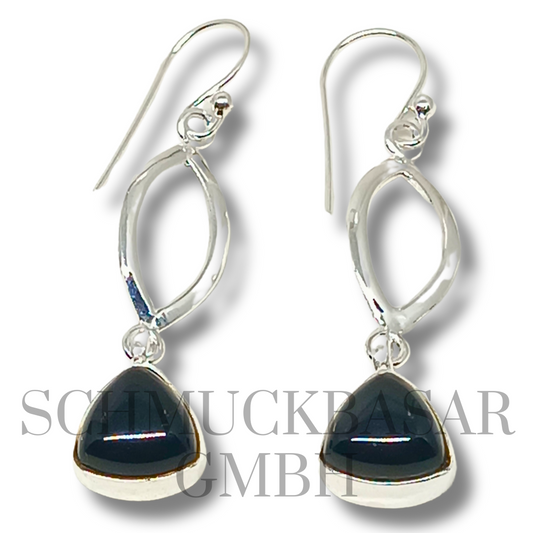 SILVER BLACK ONYX STONE EARRINGS