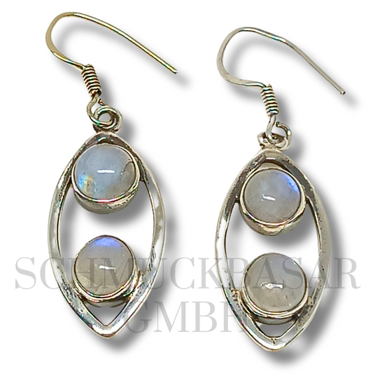 SILVER R.MOONSTONE STONE EARRINGS