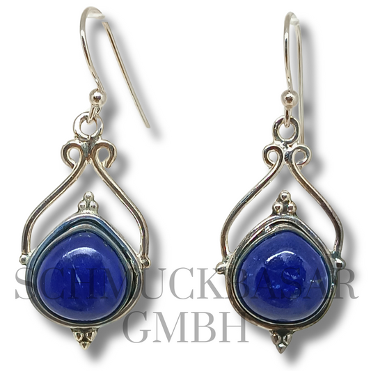 SILVER LAPIS LAZULI STONE EARRINGS