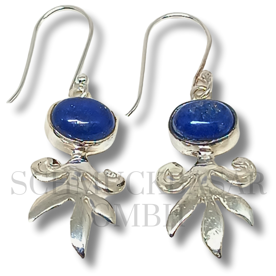 SILVER LAPIS LAZULI STONE EARRINGS