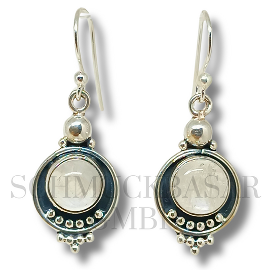 SILVER R.MOONSTONE STONE EARRINGS