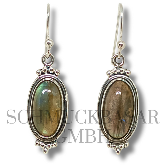 SILVER LABRADORITE STONE EARRINGS