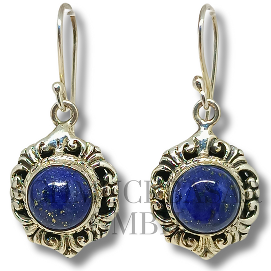 SILVER LAPIS LAZULI STONE EARRINGS