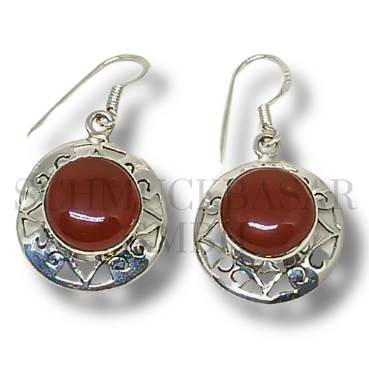 SILVER CARNELIAN STONE EARRINGS