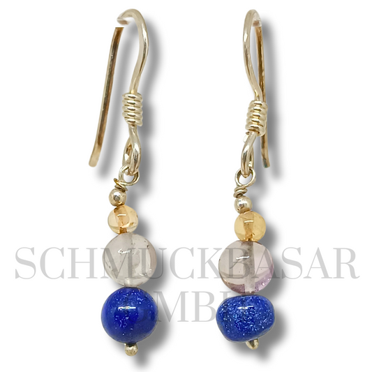 SILVER LAPIS LAZULI STONE EARRINGS