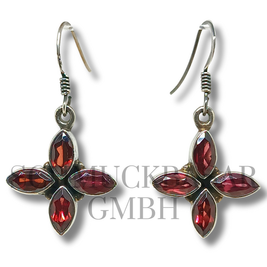 SILVER GARNET STONE EARRINGS