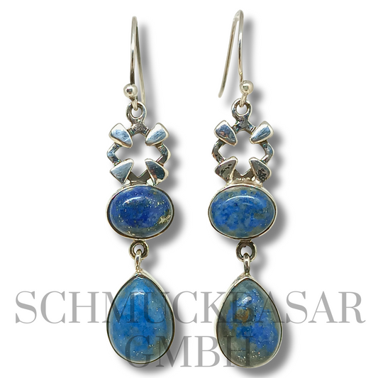 SILVER LAPIS LAZULI STONE EARRINGS